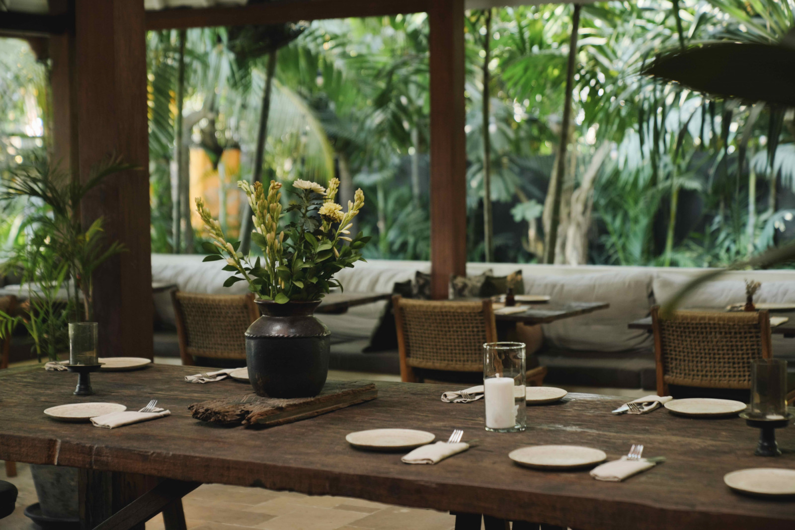 Shelter's open-air and lush dining room