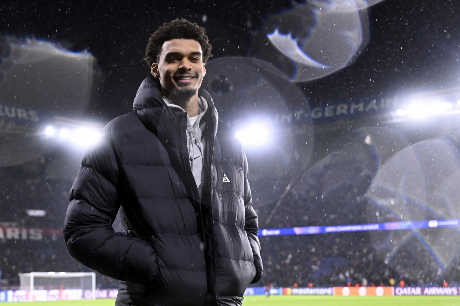 PARIS, FRANCE - JANUARY 22: Victor Wembanyama of San Antonio Spurs attends the UEFA Champions League 2024/25 League Phase MD7 match between Paris Saint-Germain and Manchester City at Parc des Princes on January 22, 2025 in Paris, France. (Photo by Aurelien Meunier - PSG/PSG via Getty Images)
