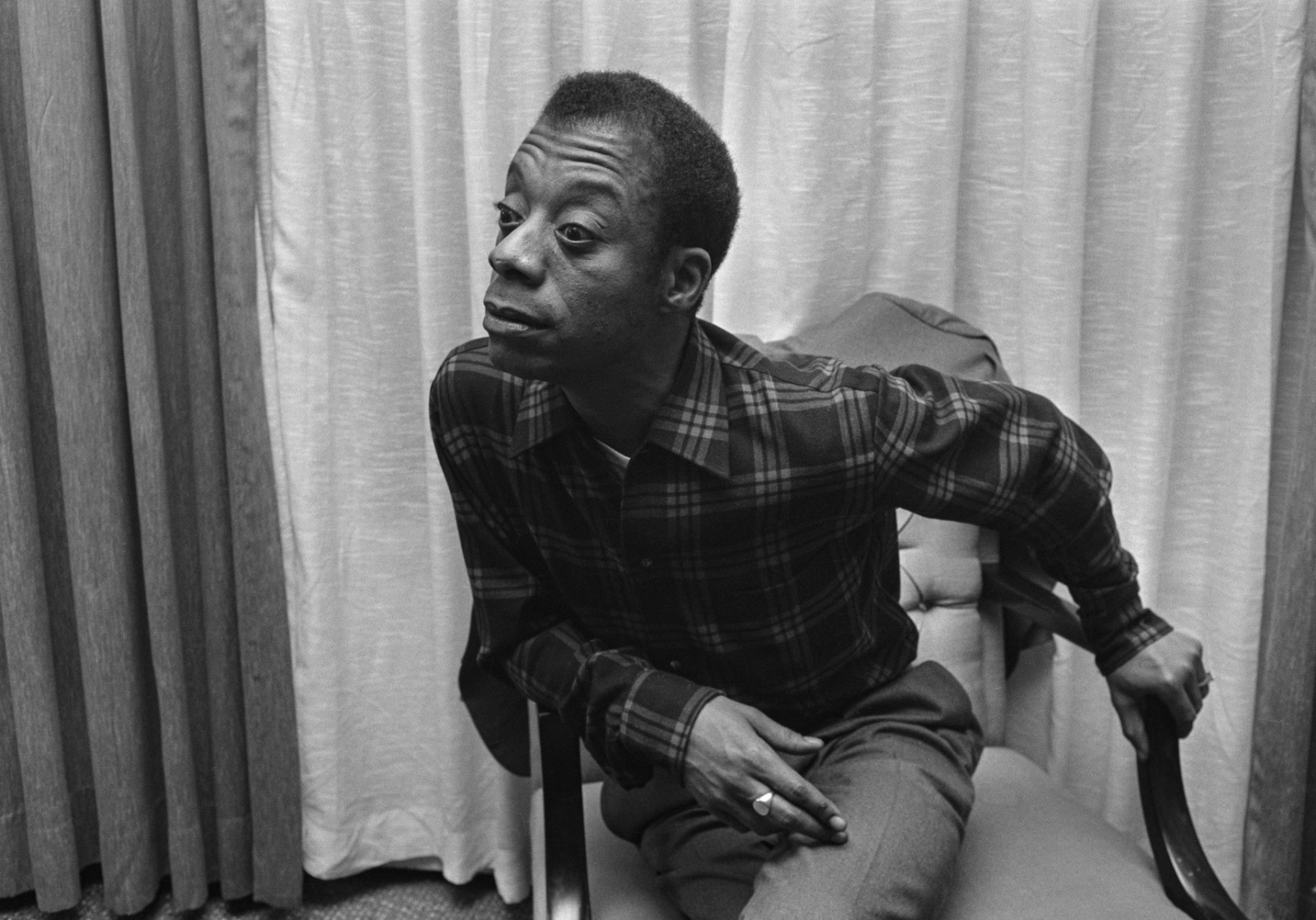 Author James Baldwin, February 22nd 1965. (Photo by Philip Townsend/Daily Express/Hulton Archive/Getty Images)