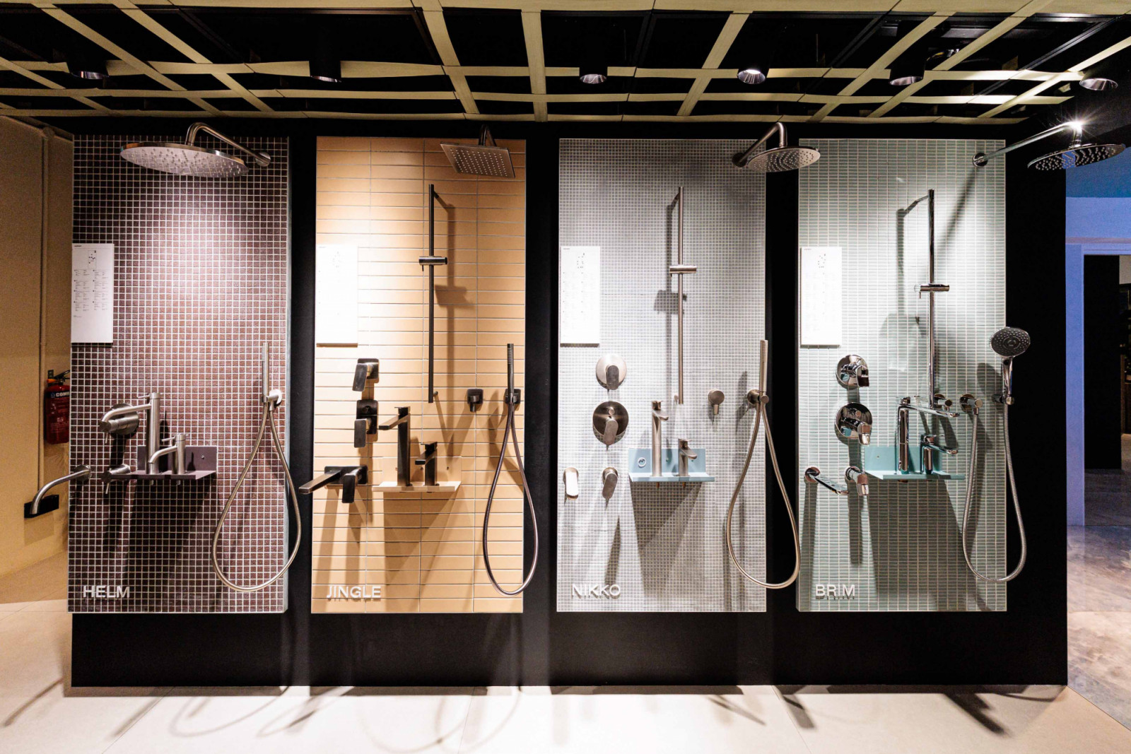 Shower fittings with a tiled backdrop