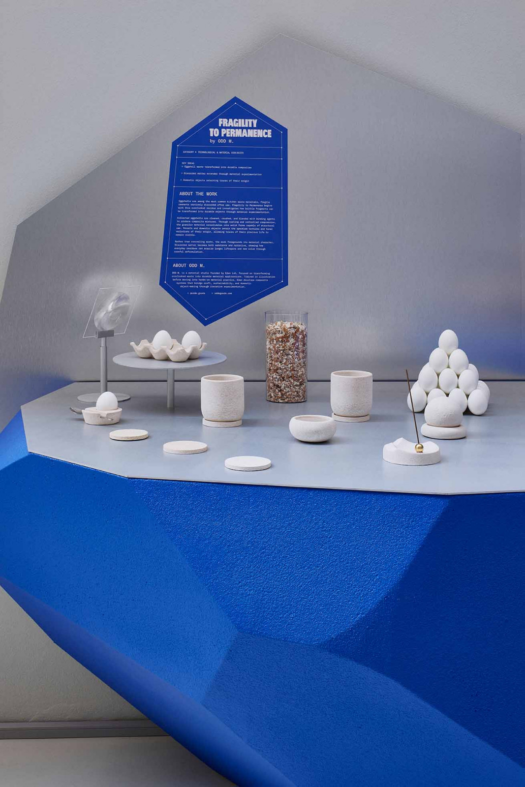 Fragility to Permanence: décor and home objects cast from eggshells and post-consumer waste