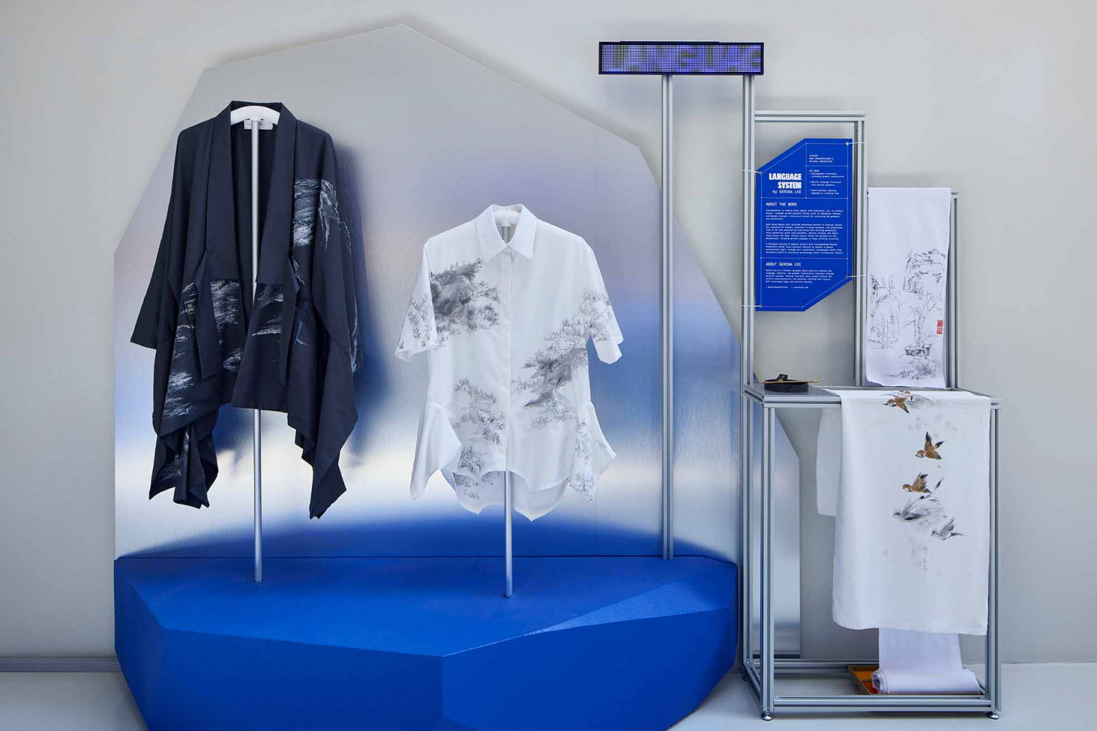 Language System: garments guided by Chinese Clerical Script and a bilingual system of English letters and Chinese characters