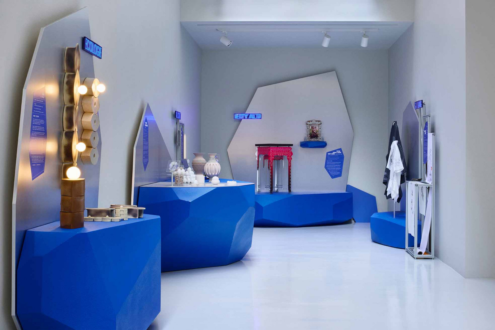 Works on display at Prototype Island, Milan Design Week 2026, featuring Iris by Ken Yuktasevi of Parable, Lustre Series and Earth Deity Altar by Roger Ng Wei Lun, Fragility to Permanence by Eden Loh of ODD M., and Language System by Serina Lee.
