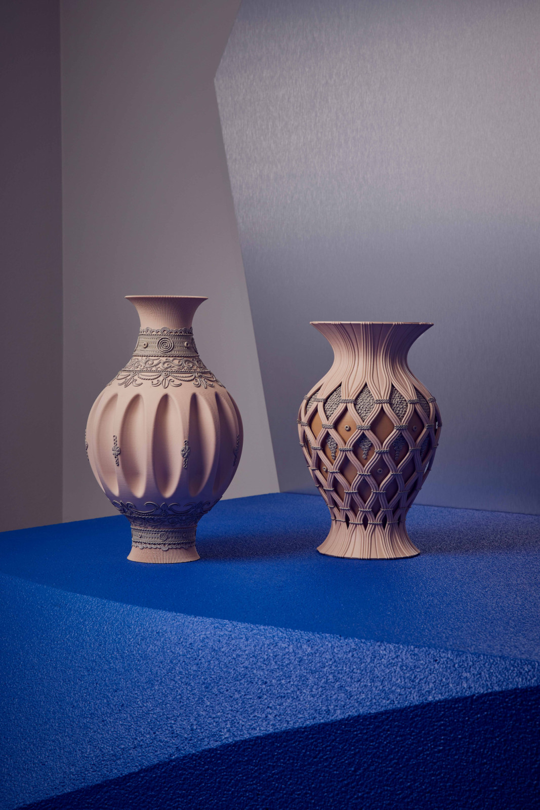 Threads of Becoming: vessels shaped through 3D printing and finished with hand-applied lacquer threading