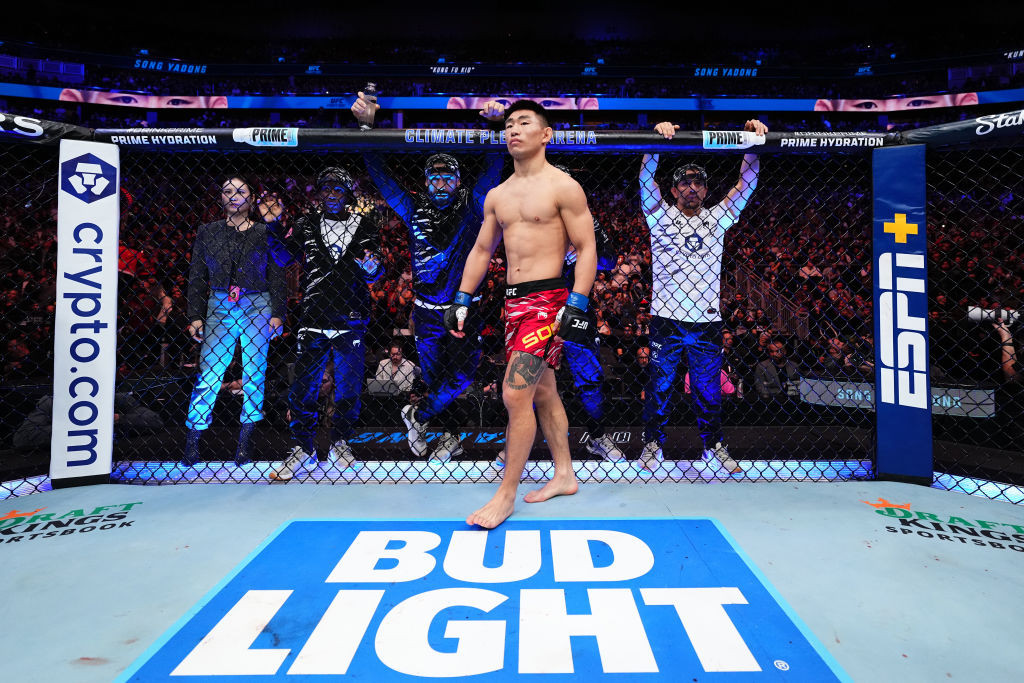 SEATTLE, WASHINGTON - FEBRUARY 22: Song Yadong of China prepares to face Henry Cejudo in a bantamweight fight during the UFC Fight Night event at Climate Pledge Arena on February 22, 2025 in Seattle, Washington. (Photo by Chris Unger/Zuffa LLC)