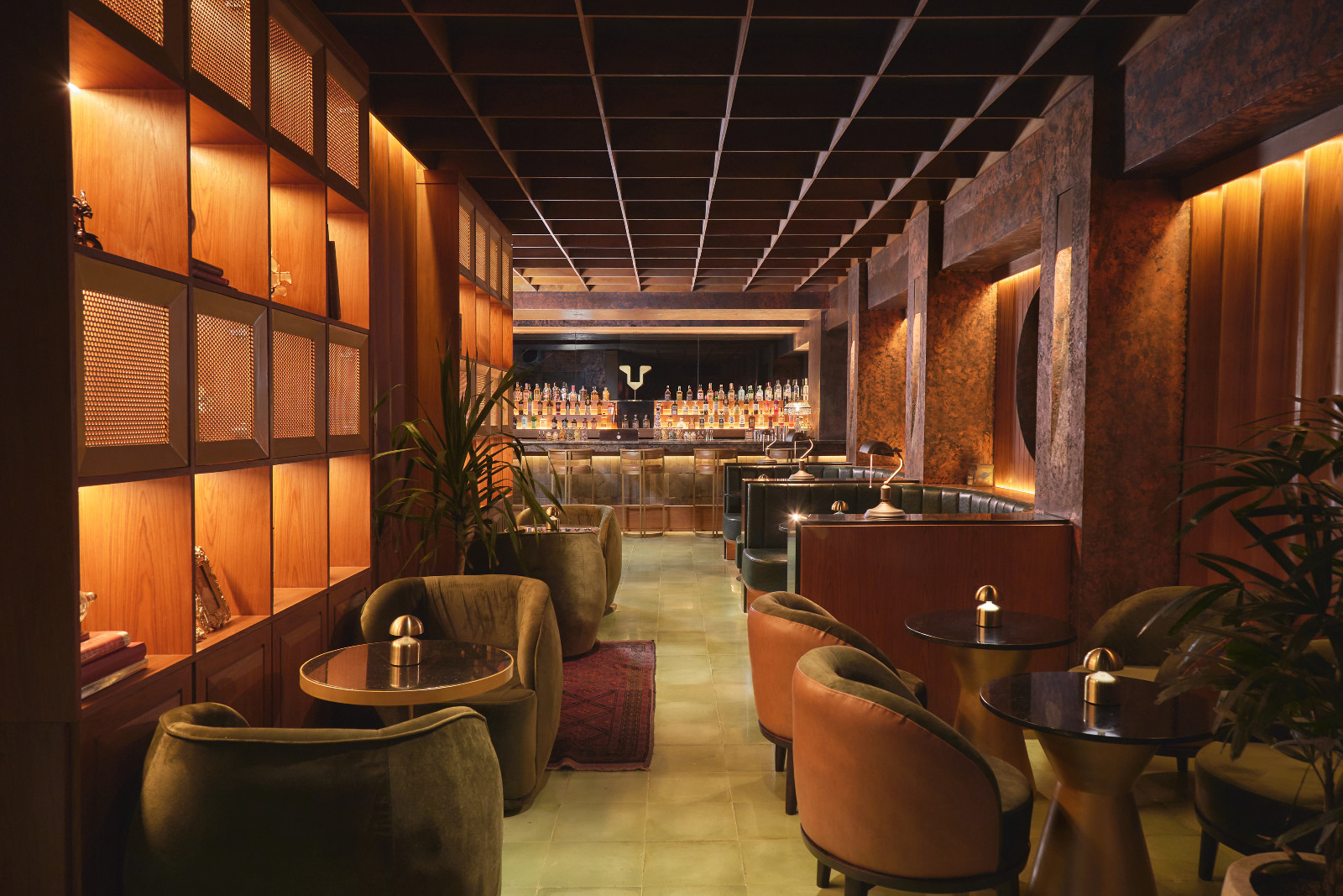 The main bar area of Whisper Cove, Ubud's modern speakeasy