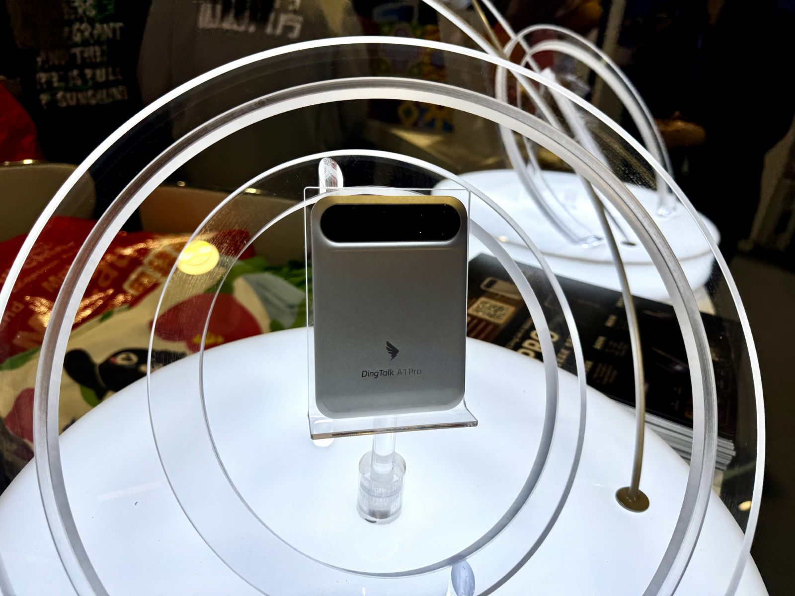 The DingTalk A1 Pro device, on display at the tech and innovation exhibition of the 2026 Beyond Expo. (Photo: Cat Wang for Tatler Asia)