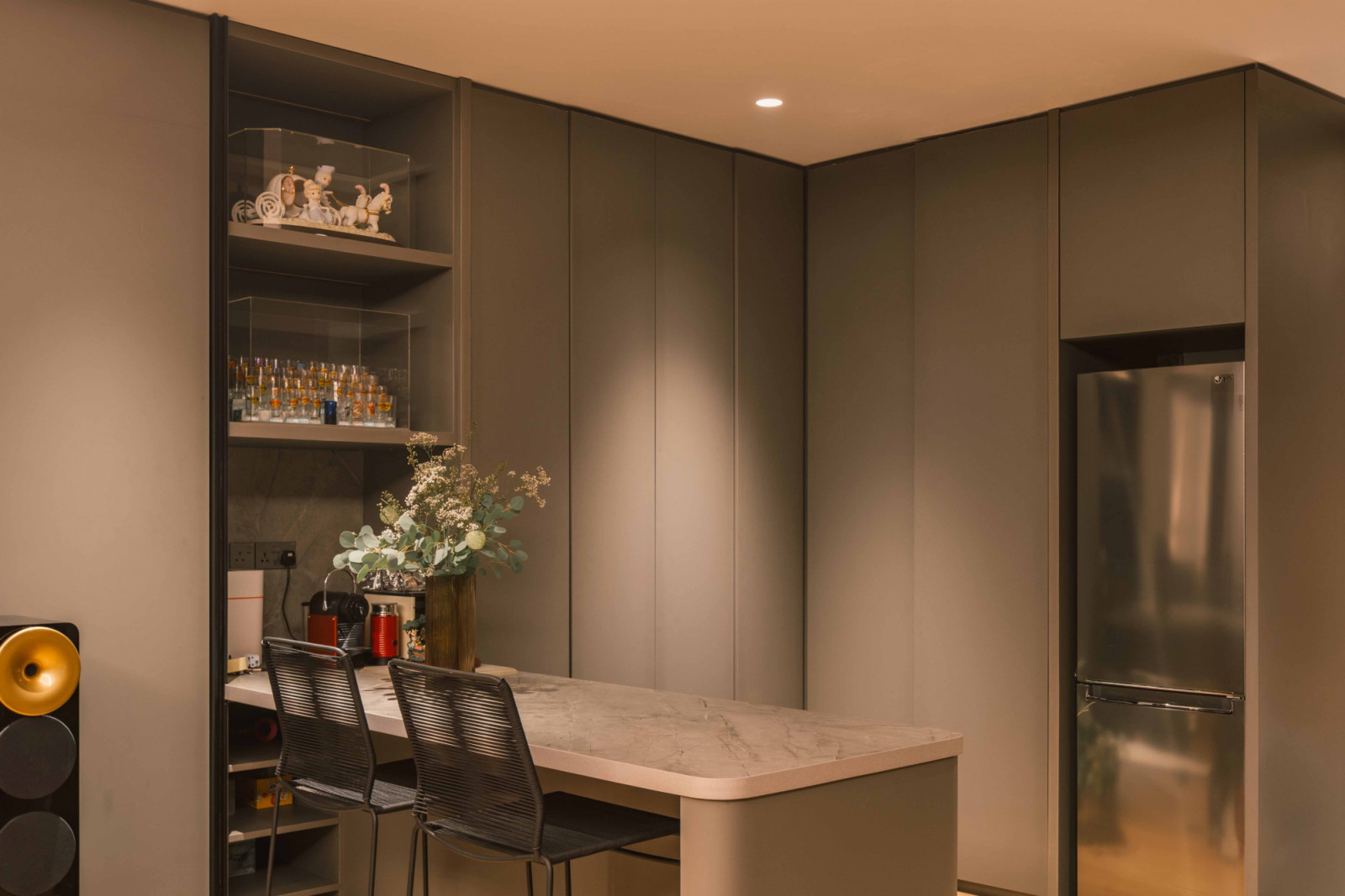 Larger figurines decorate various nooks across the home