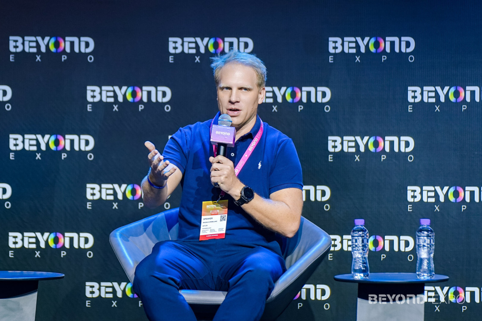 Magnus Grimeland, founder and CEO of VC firm Antler, speaking at Beyond Expo 2026. (Photo: Beyond Expo)