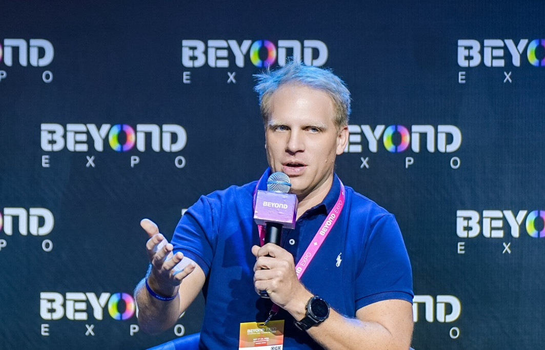 Magnus Grimeland, founder and CEO of Antler, speaking at Beyond Expo 2026. Antler is a global VC firm with more than US$1 billion in assets under management. (Photo: Beyond Expo)