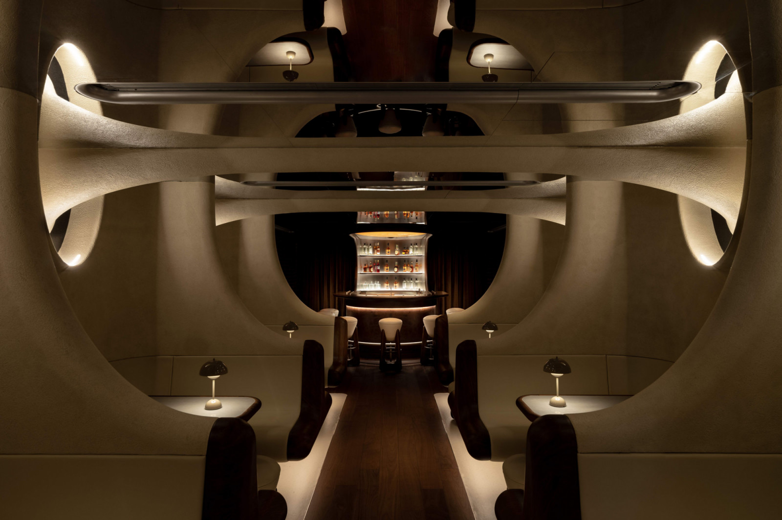 The subterranean, cistern-inspired interiors of Central's Artifact Bar offer a sleek escape from the June downpour. (Photo: Artifact Bar)