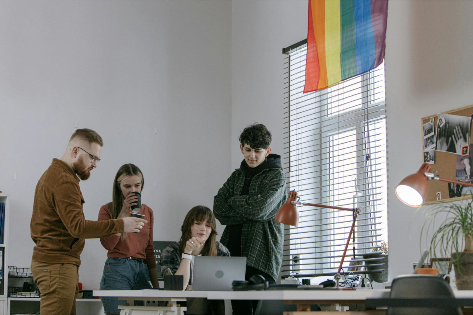 A rainbow flag seen inside an office (Photo: Pexels)