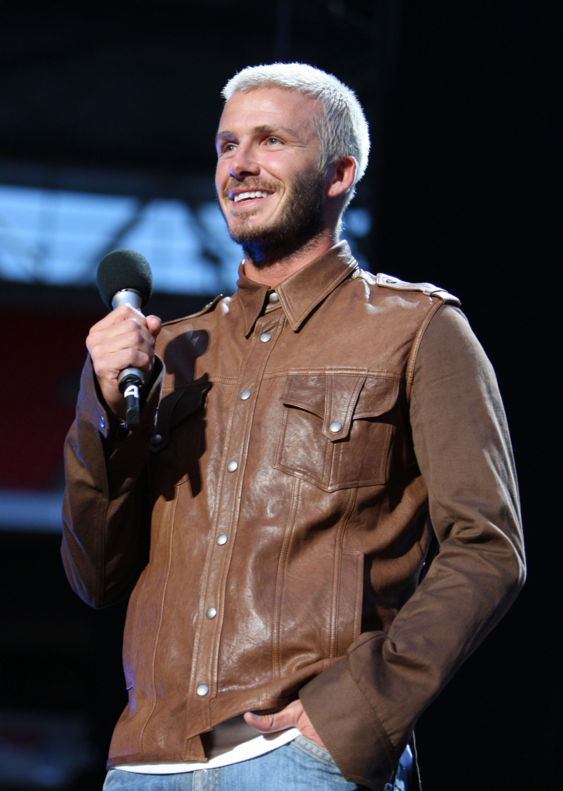 1st July 2007 Concert for Diana, Wembley Stadium, London. The concert held on what would have been the late Princess Diana's 46th birthday was organised by her sons Prince William and Prince Harry to celebrate her life..David Beckham on Stage. (Photo by Justin Goff Photos/Getty Images)