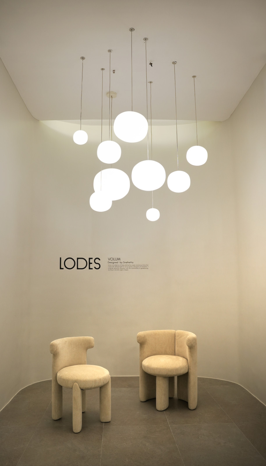 One of the most popular selections, Vollum stands proudly within the lighting space of Lodes by The Tile Gallery