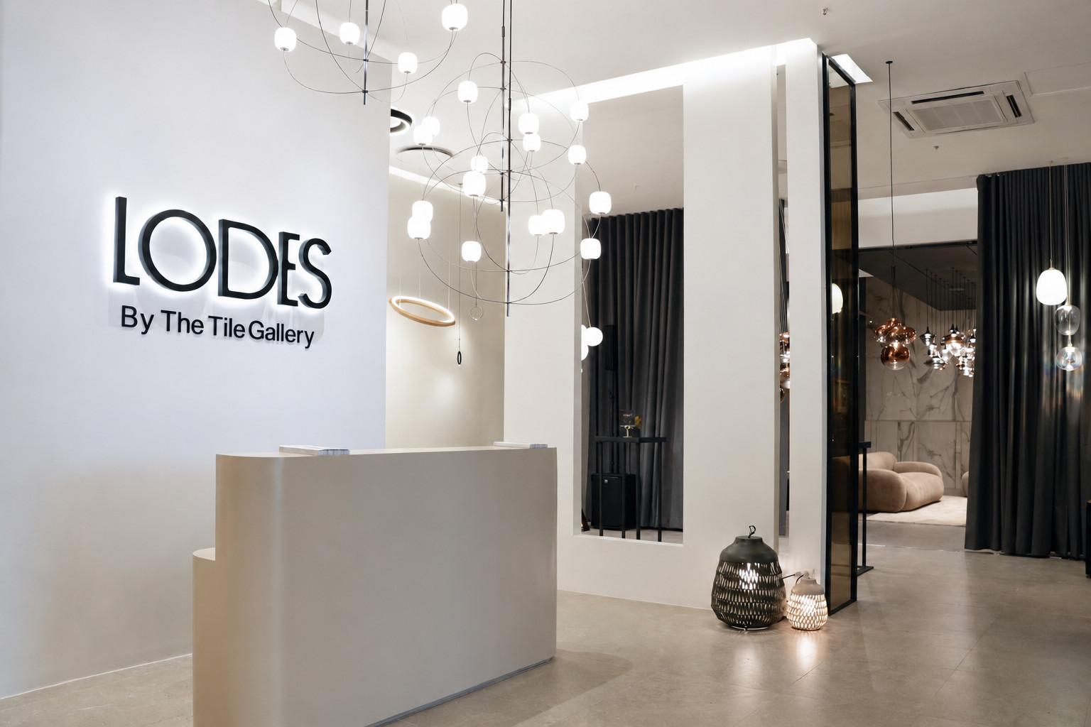 The collaborative lighting space of Lodes by The Tile Gallery