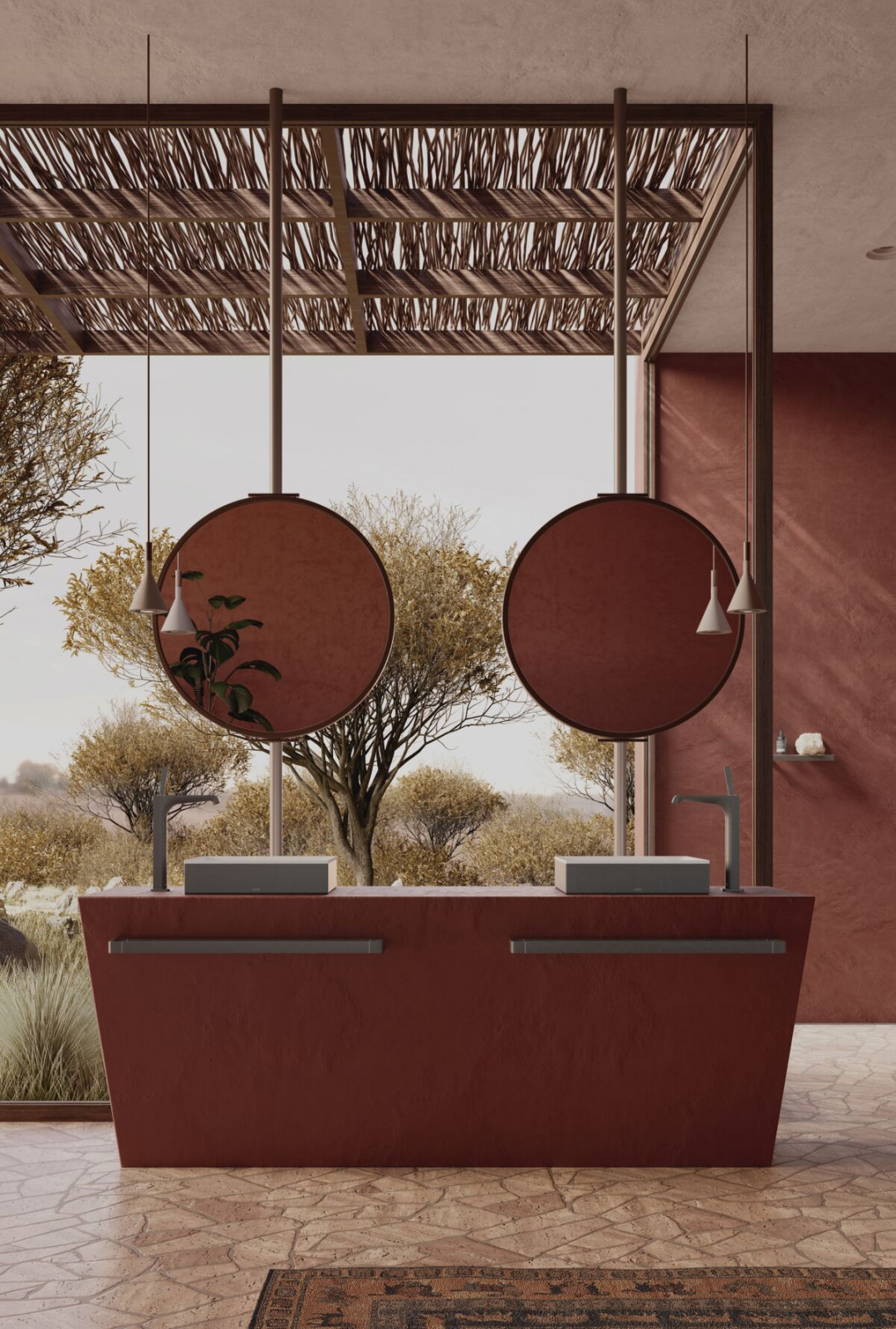 The Western Cape of Africa bathroom vignette by Antonio Citterio with the EcoSmartAXOR ShowerSphere