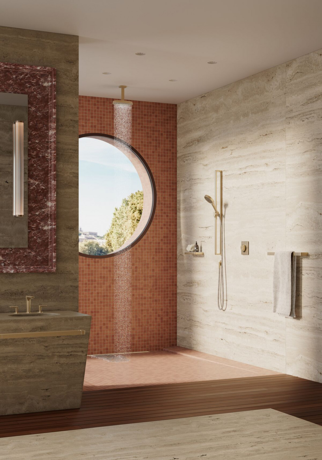 The Italian bathroom vignette by Antonio Citterio with the EcoSmartAXOR ShowerSphere