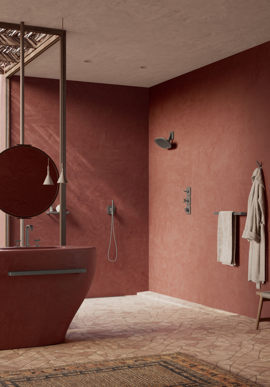 Details of the Western Cape of Africa bathroom vignette by Antonio Citterio with the EcoSmartAXOR ShowerSphere