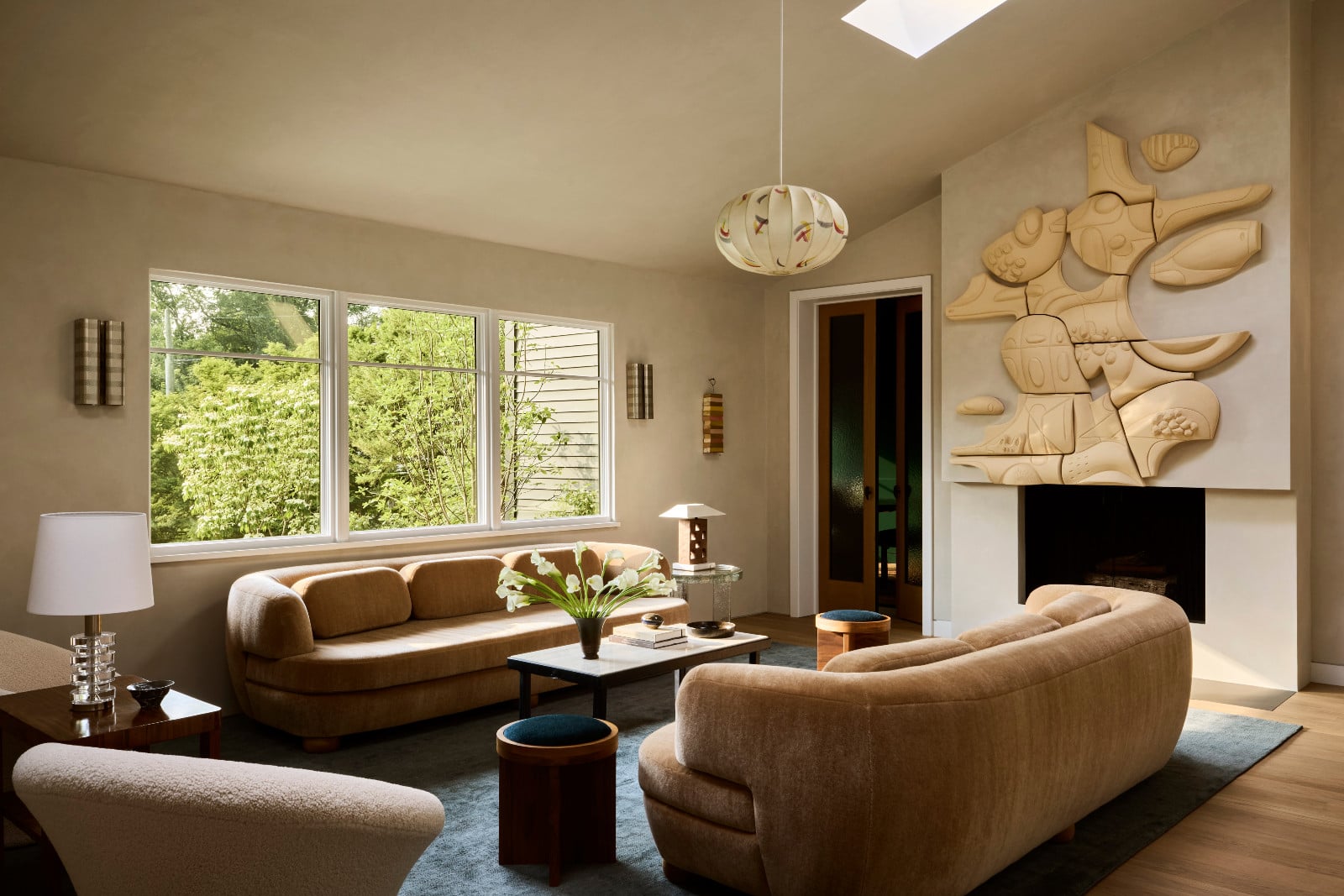 The living room of a family home in Westport, Connecticut designed by The 1818 Collective