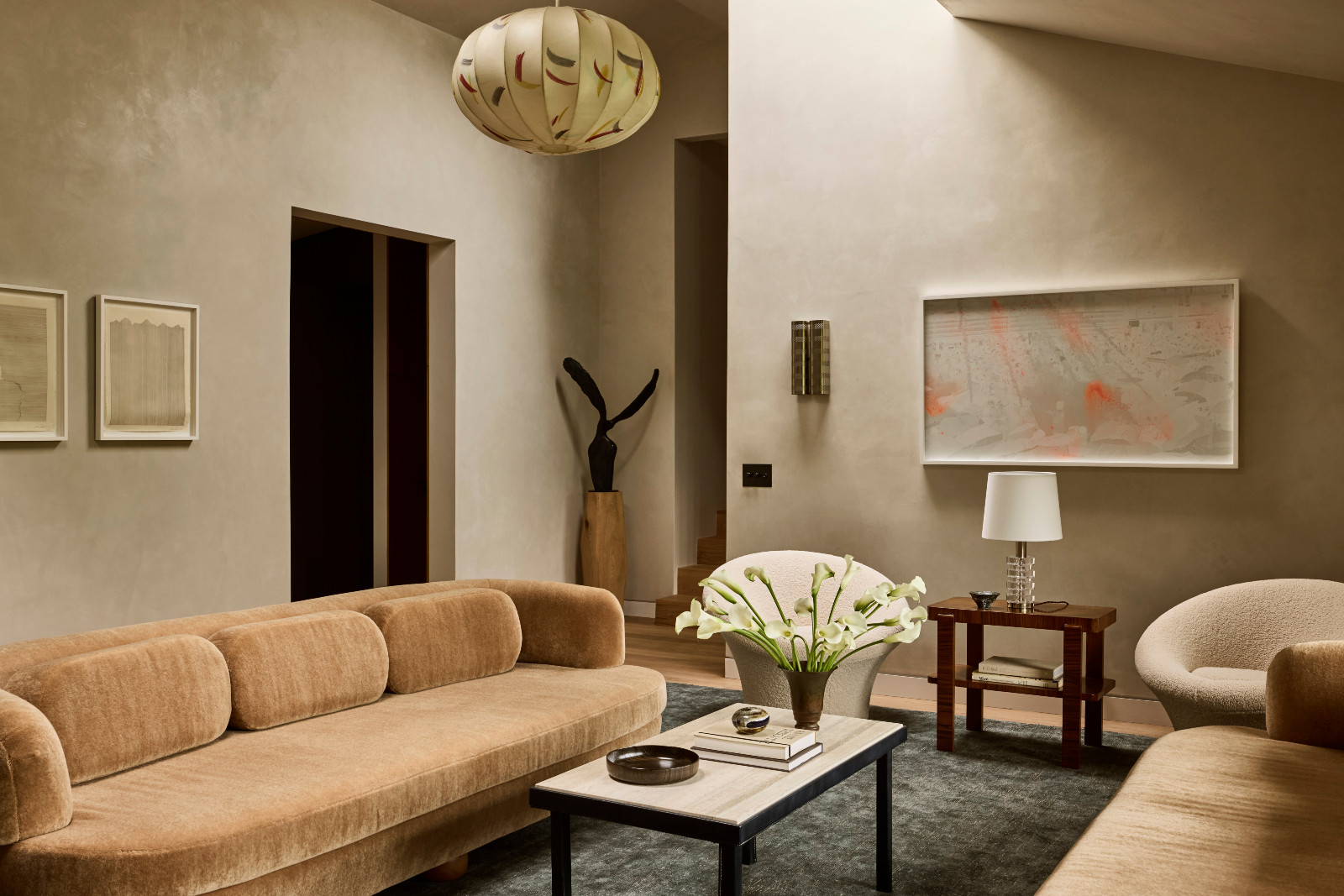 The lounge of a family home in Westport, Connecticut designed by The 1818 Collective