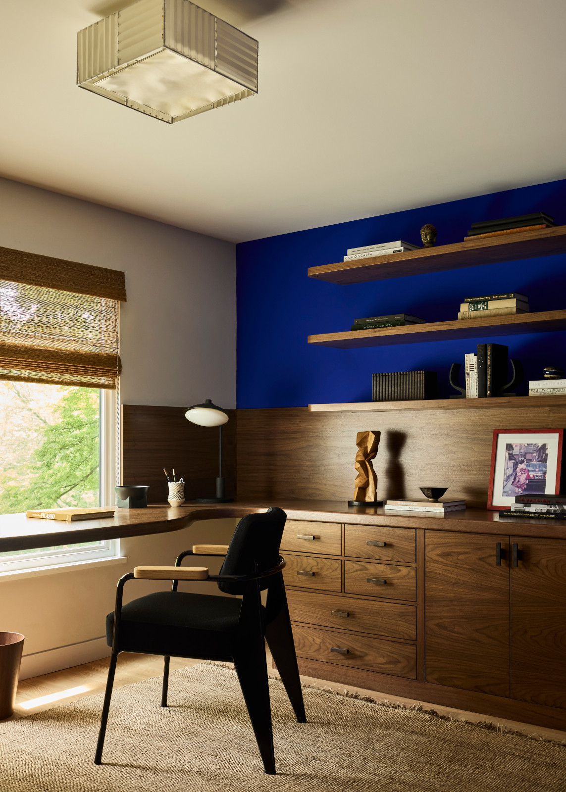 The home office of a family home in Westport, Connecticut designed by The 1818 Collective