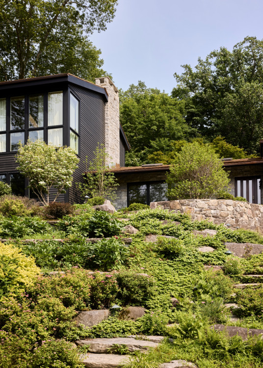 The exterior of a family home in Westport, Connecticut designed by The 1818 Collective