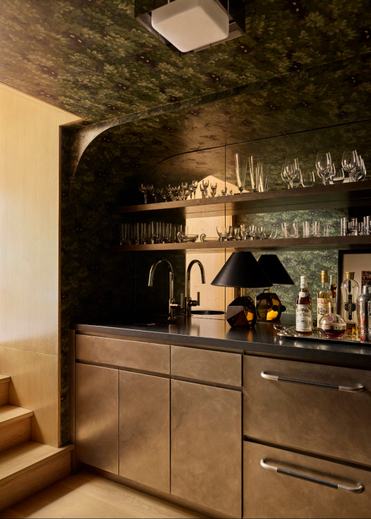 The bar of a family home in Westport, Connecticut designed by The 1818 Collective