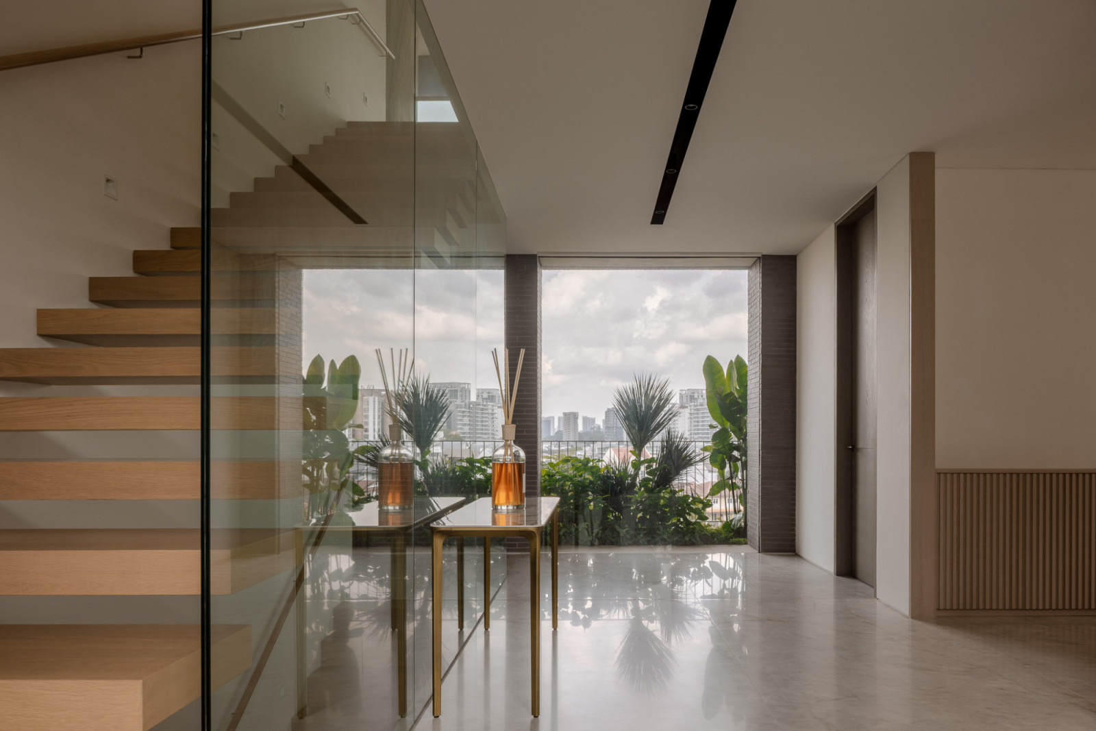 Upstairs, a quiet home office awaits