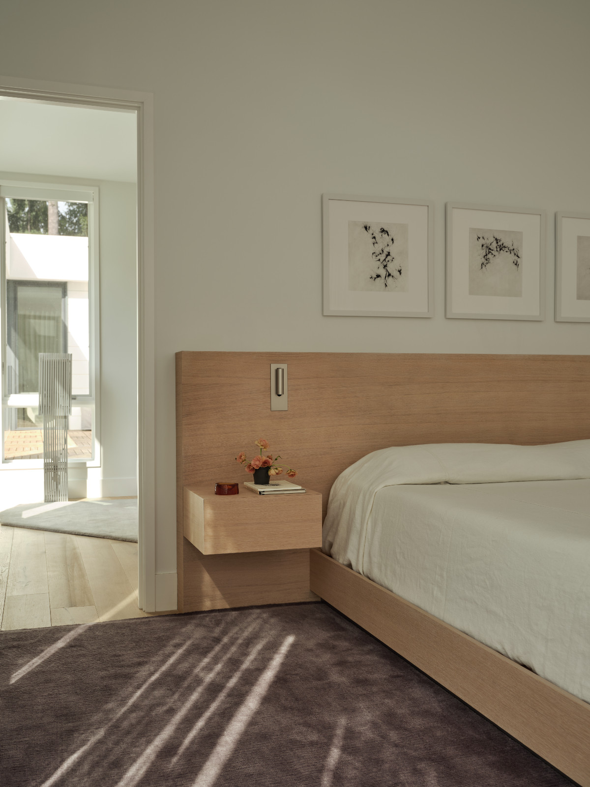 The bedroom of a family home in Weston, Massachusetts, designed by Sashya Thind