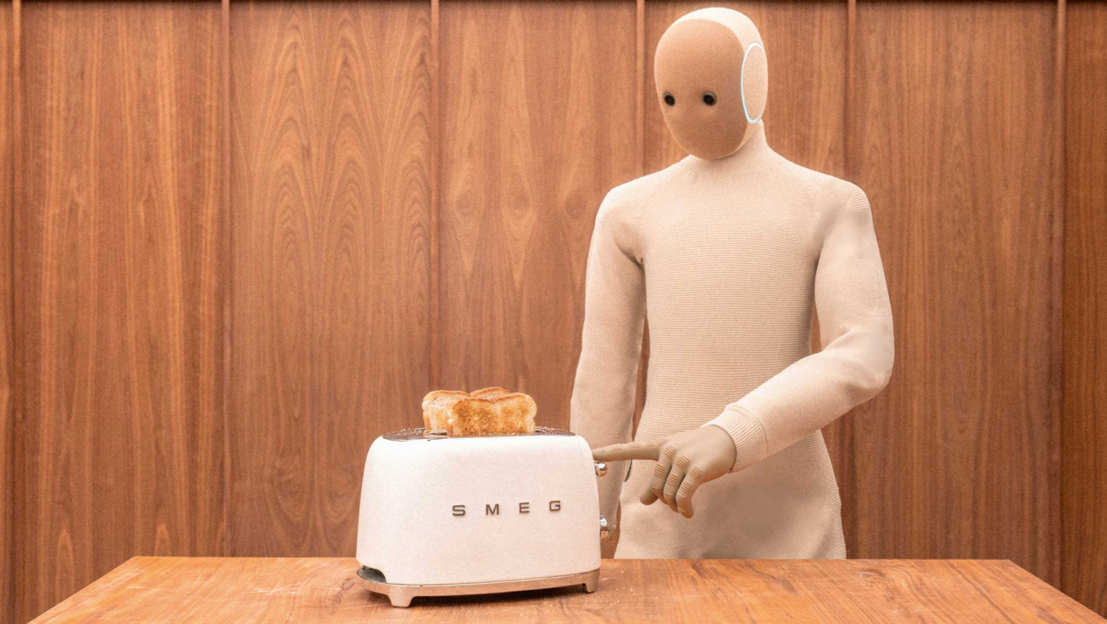 At Milan Design Week 2026, Smeg showcased Neo, a humanoid robot by 1X capable of operating kitchen appliances
