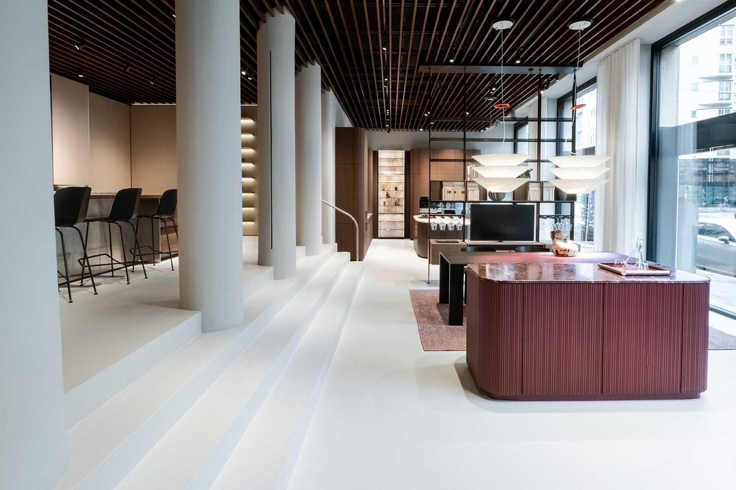 Tangram in Jaipur Red anodic lacquer at Cesar’s renovated Milan flagship