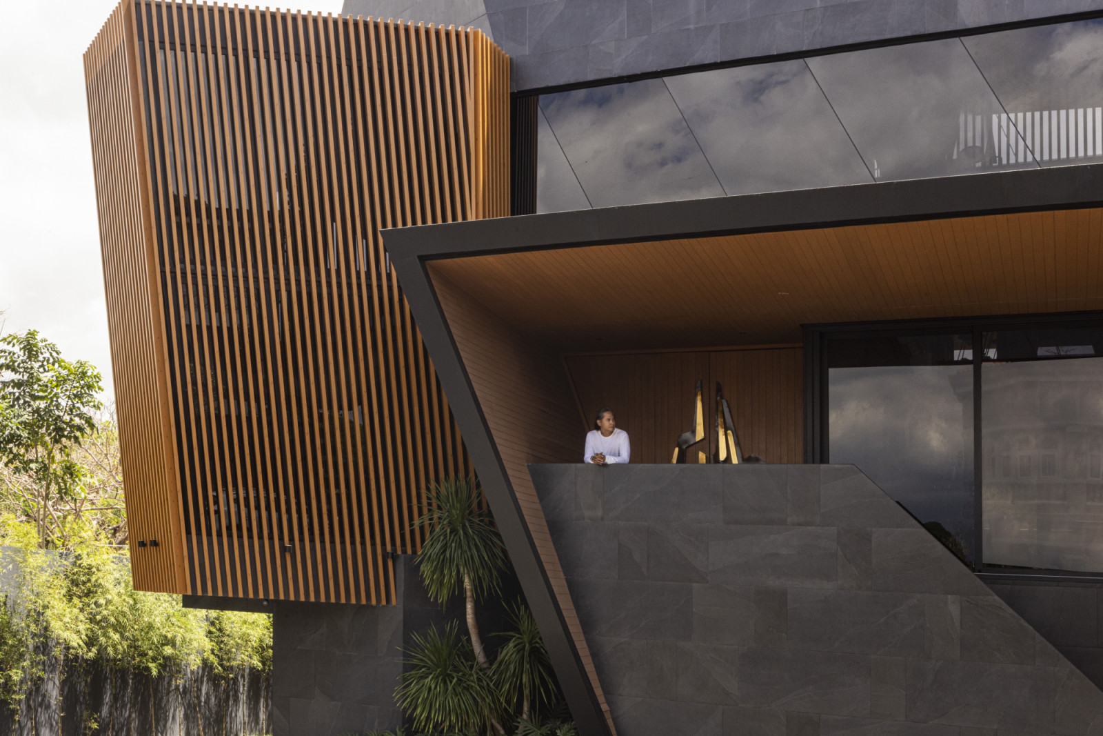 Architect Jason Buensalido amid the innovative architectural forms of the Halcyon House in Alabang, Manila by Barchan + Architecture