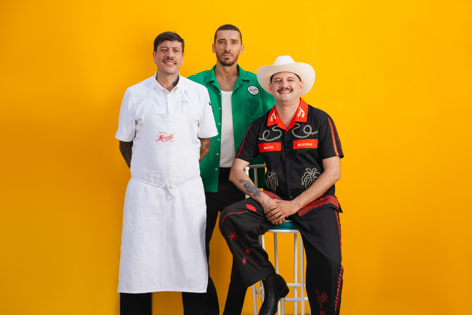 From the left: culinary director Manuel ‘Manu’ Santos; group beverage director, Denny Bakiev; experience director Paulo Padilla