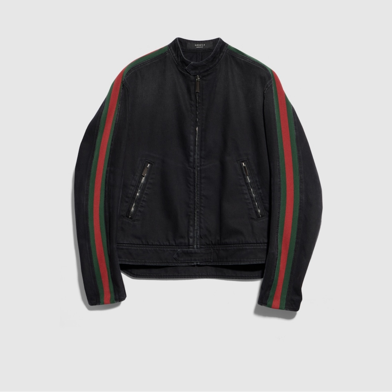 Cotton Denim Biker Jacket With Web by Gucci (Photo: courtesy of Gucci)