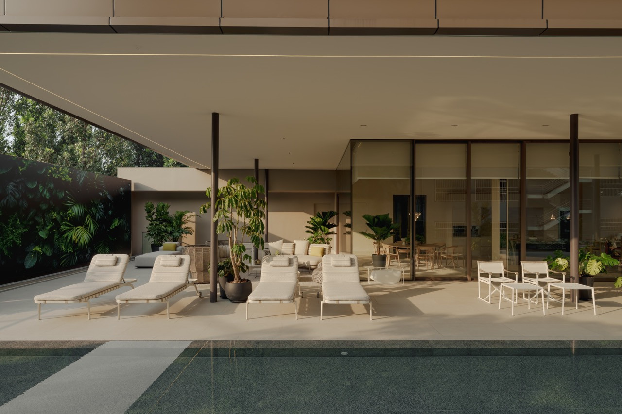 The penthouse pavilion at Eden Taman Duta is furnished with the B&B Italia outdoor collection amid the enclave’s mature landscape