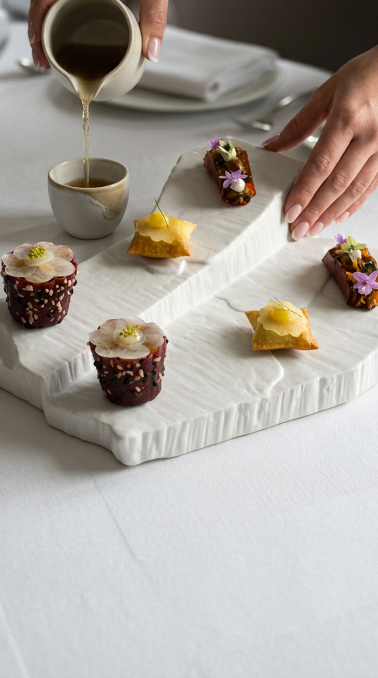 Canapés to start the Guided by the Moon culinary journey at Apéritif