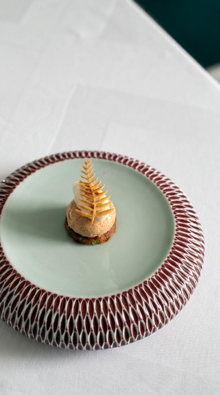 Heirloom Tomato, a medley of fresh tomato, goat cheese, and kombucha