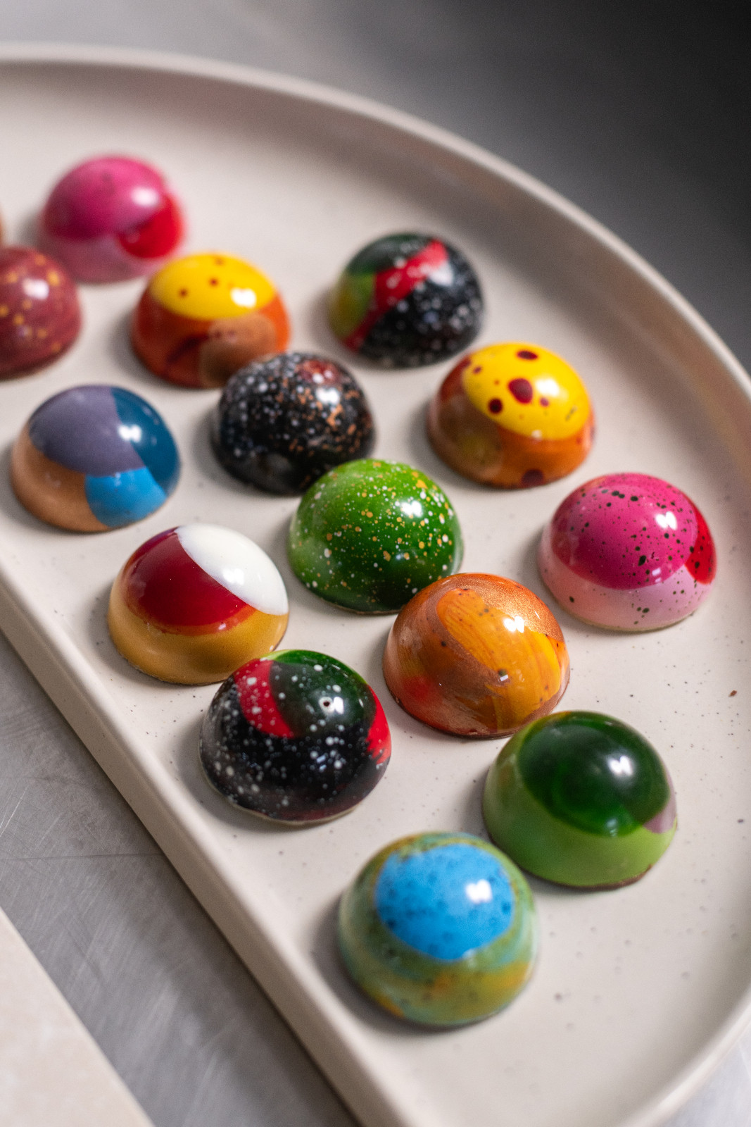 Auro Chocolate’s new beautiful savoury bonbons made by chef Laëtitia Moreau, featuring unexpected flavour pairings like chocolate with sinigang and pork barbecue; blue cheese, or bell pepper; and even carbonara too!