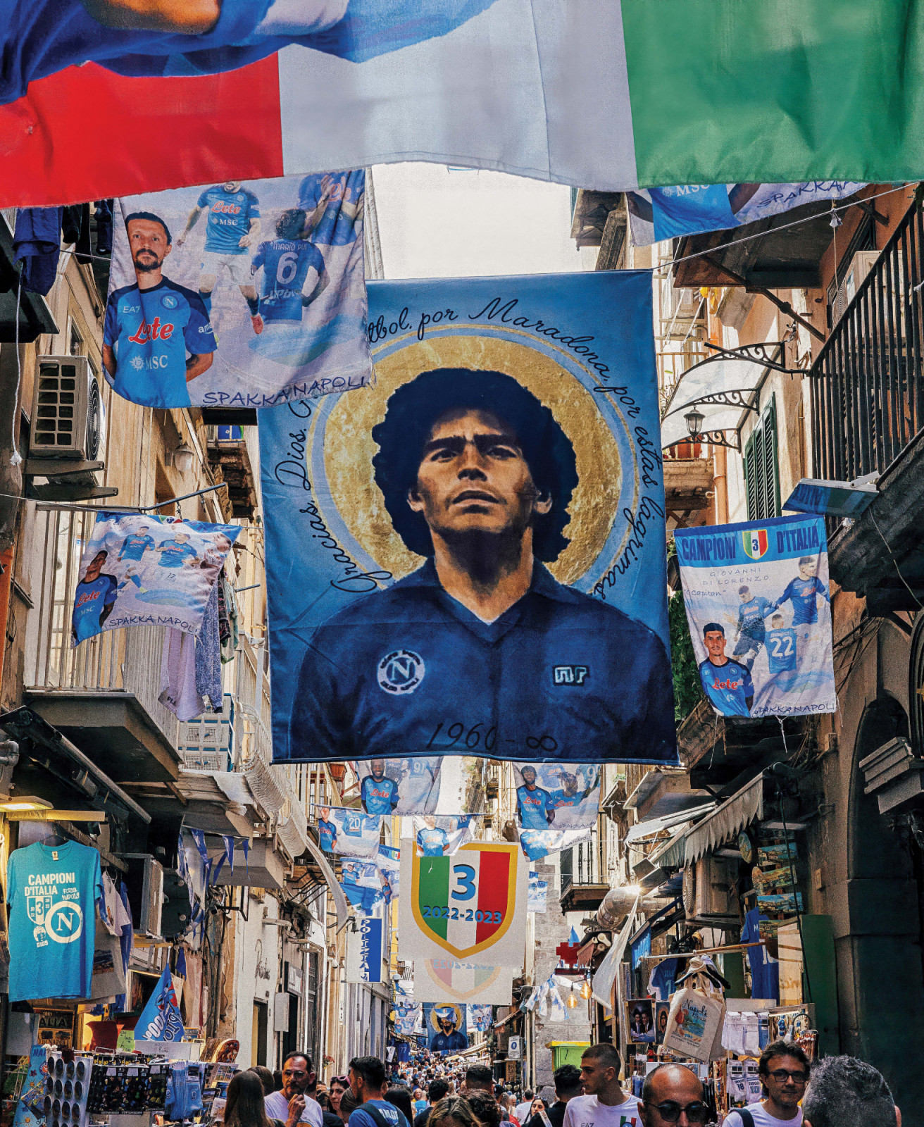 Naples’s obsession with the Argentinean footballer Diego Maradona began in 1984 when he joined SSC Napoli and led the team to their first two national championships (Photo from Boogie)