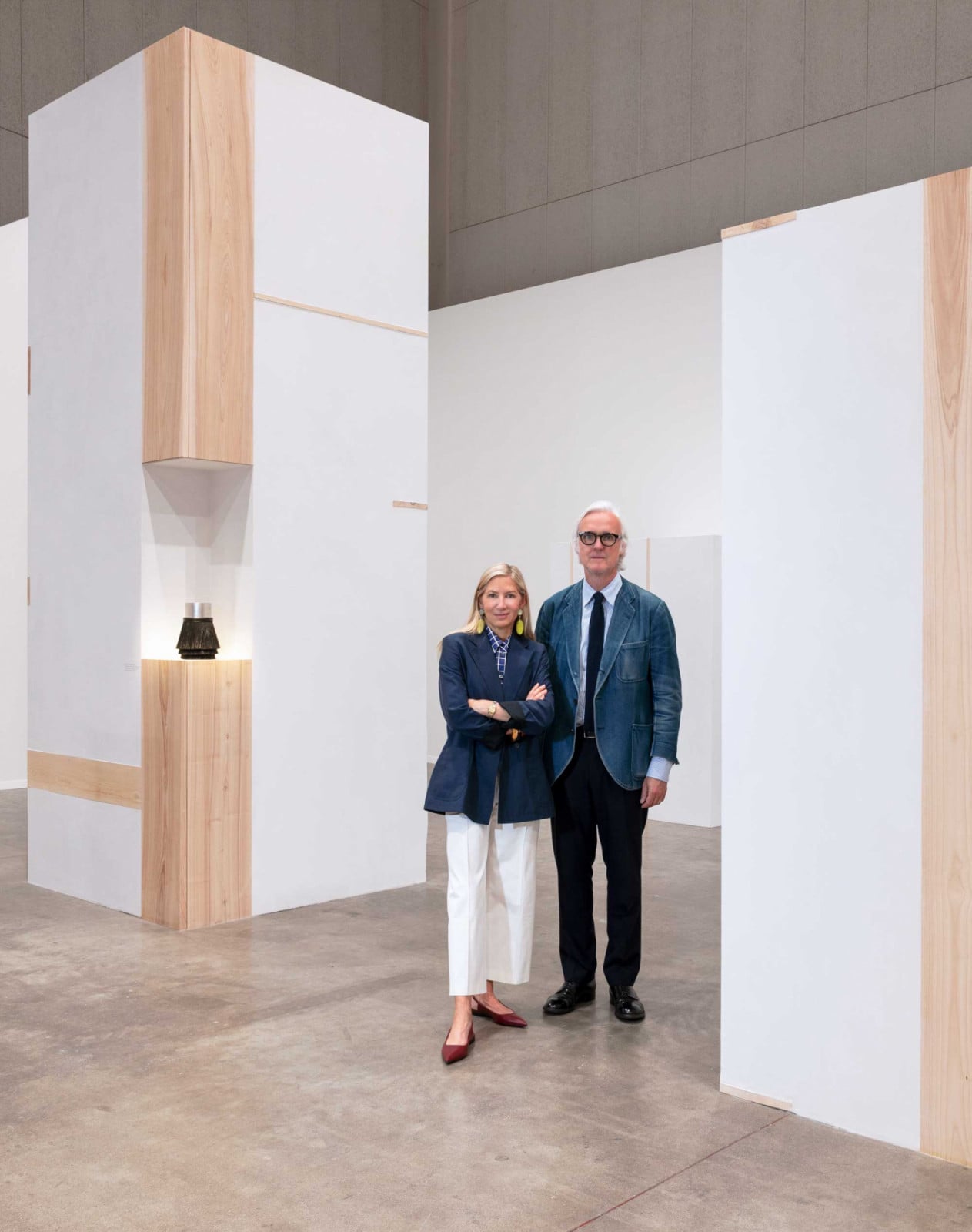Hermès artistic directors Charlotte Macaux Perelman (left) and Alexis Fabry (right) at La Pelota, Milan