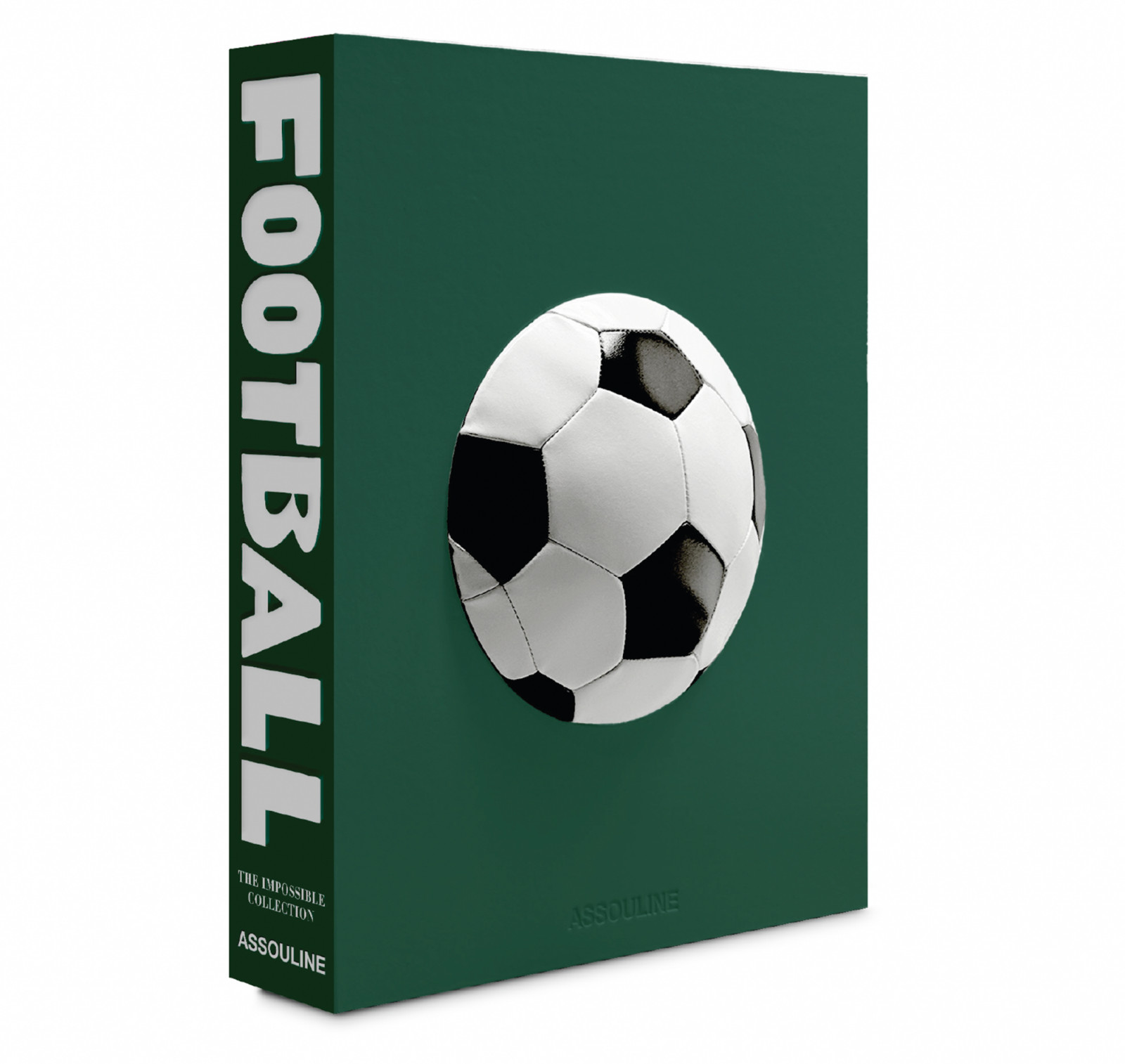 Cover of the Football: The Impossible Collection, featuring a tactile, luxury, rubber-like clamshell case and complete with a 3D sculpture of a football (Photo from Assouline)
