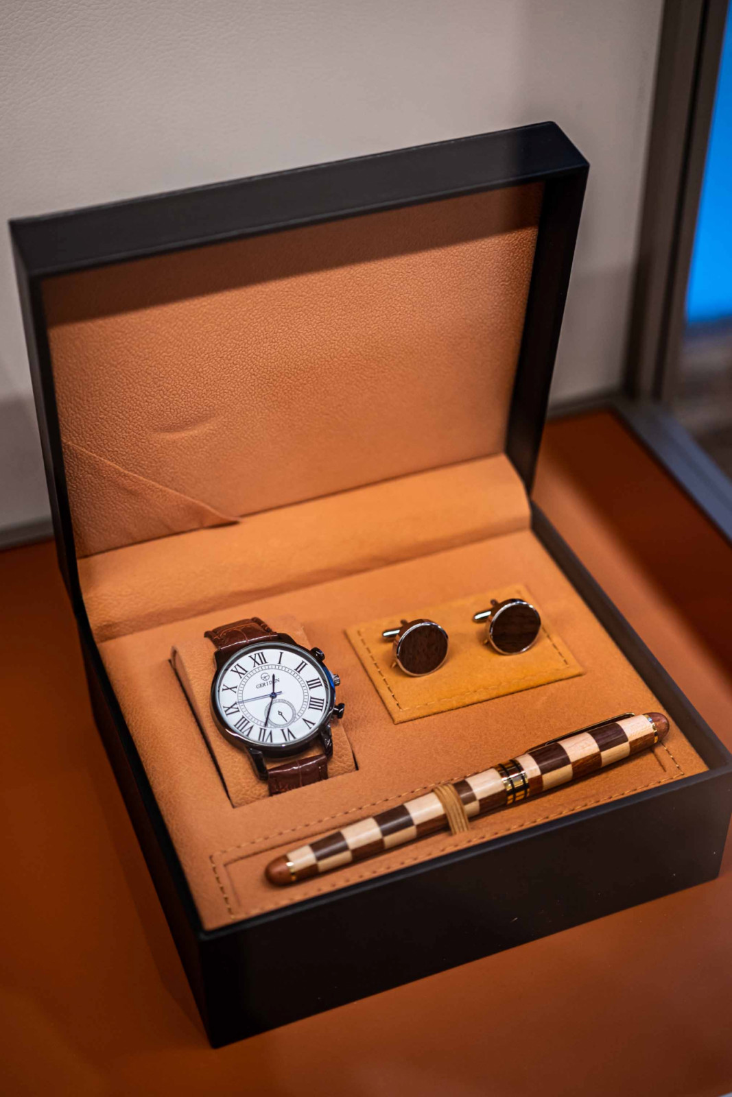 A leather watch case by KKPL