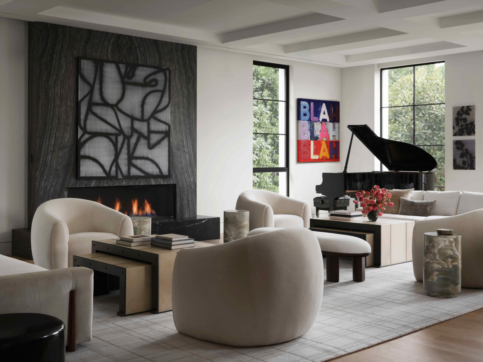 The living room cultivates an atmosphere suitable for effortless entertaining