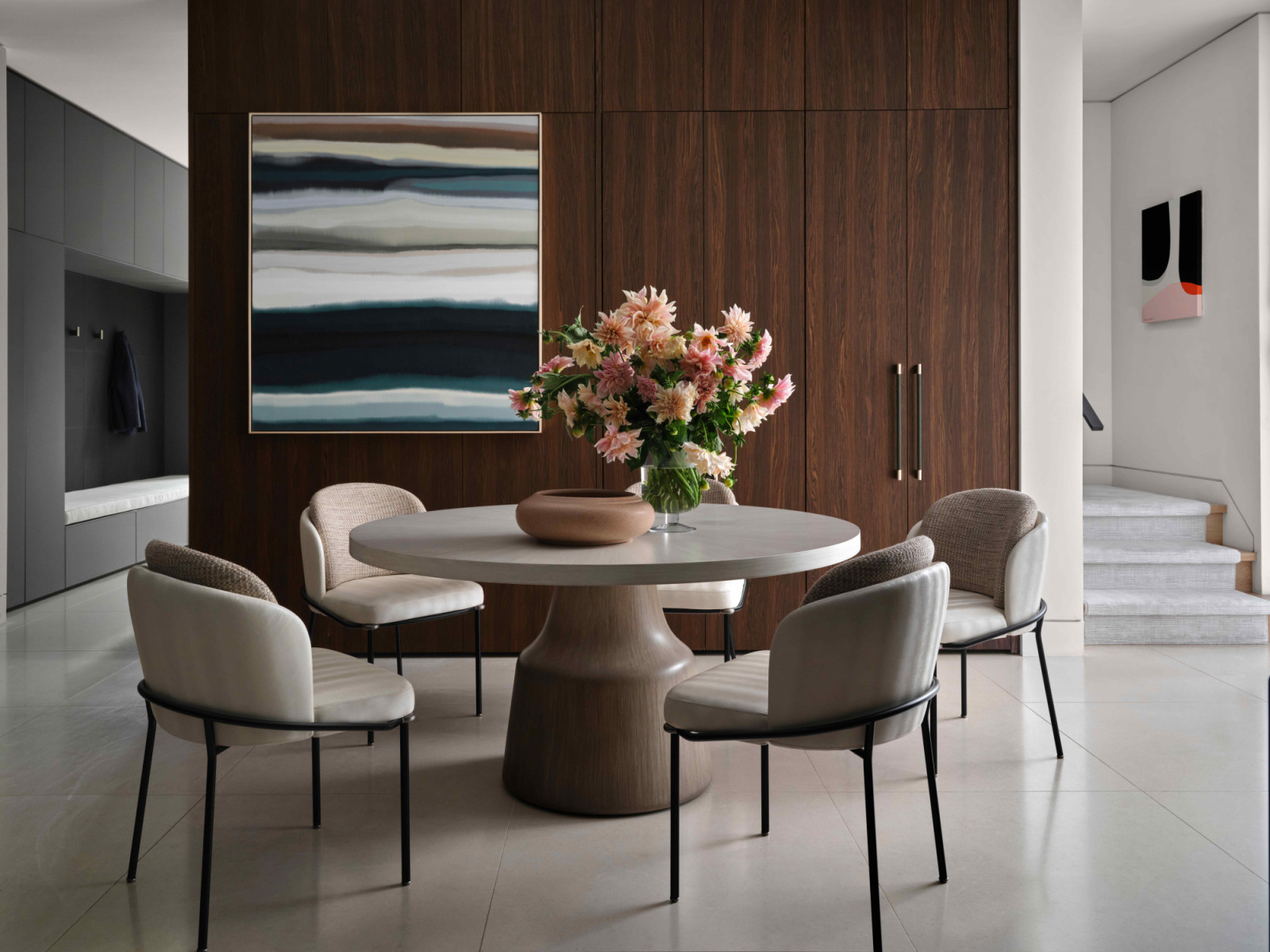 The other dining area is an intimate yet elegant setting for everyday family meals
