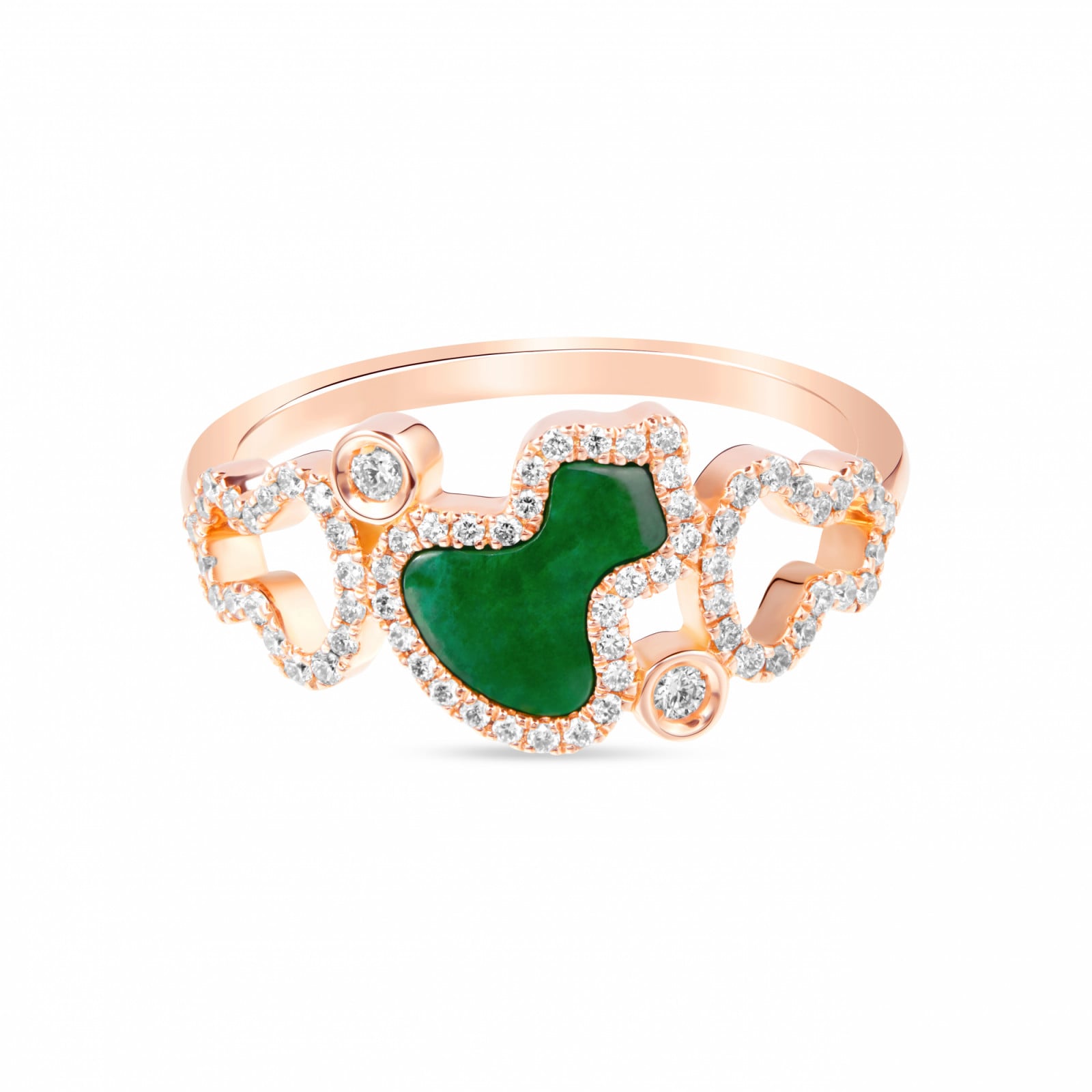 Qeelin WuluWulu Ring in 18-karat Rose Gold set with jade and diamonds (Photo: courtesy of Qeelin)