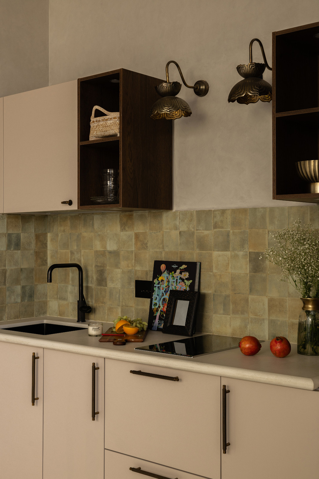 The kitchen in a Meerut, India home designed by Rhythm and Light