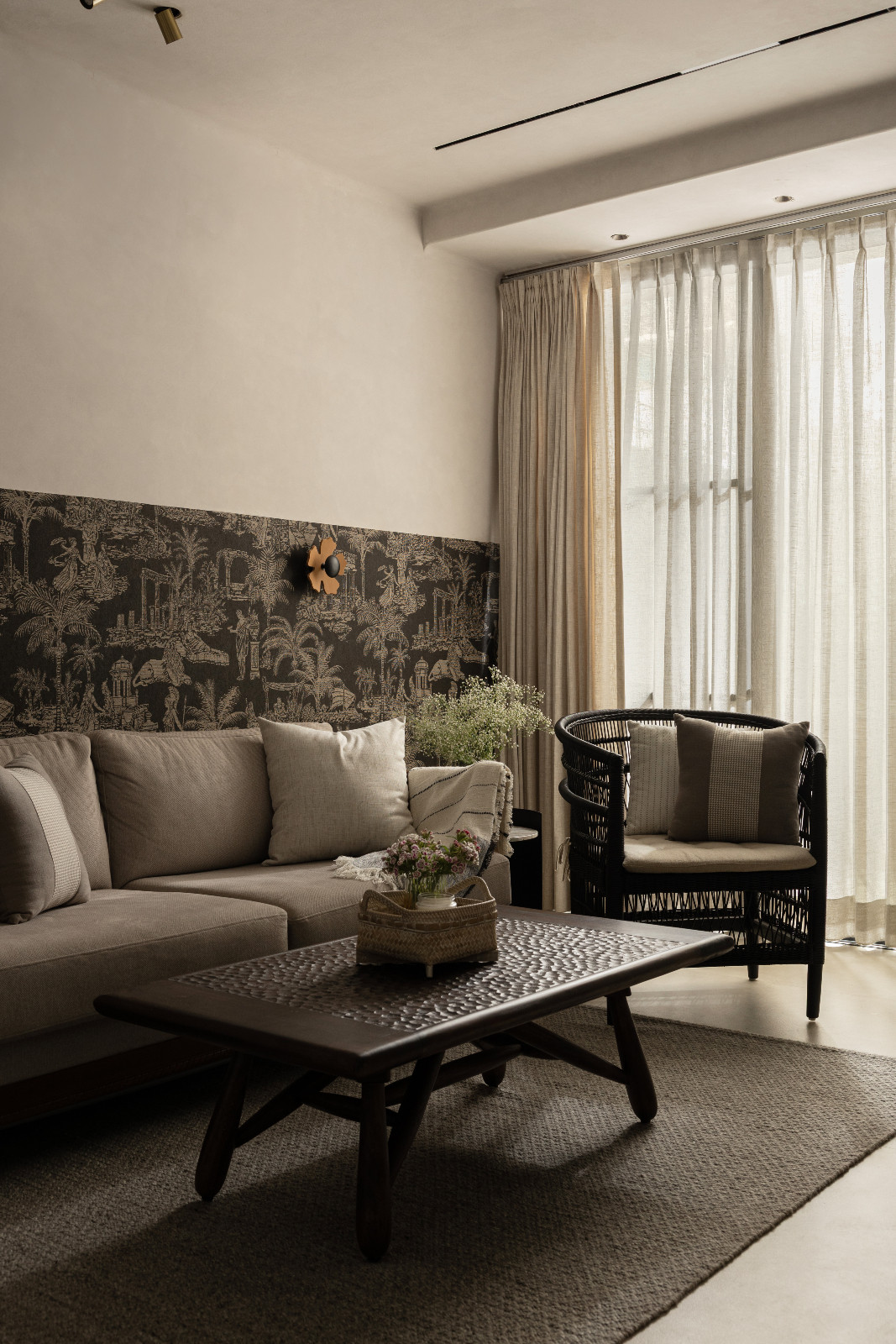The living room in a Meerut, India home designed by Rhythm and Light