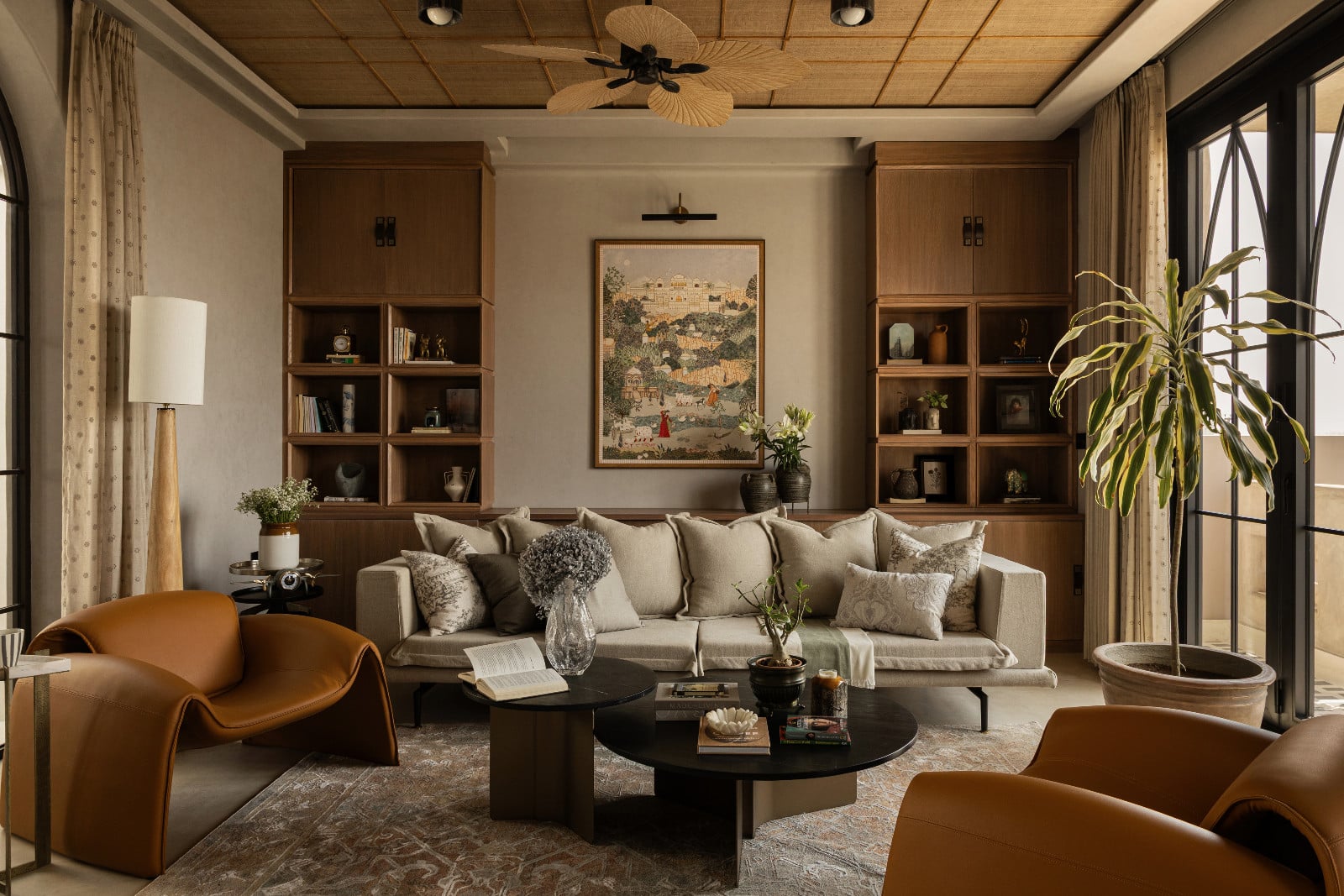 The living room in a Meerut, India home designed by Rhythm and Light