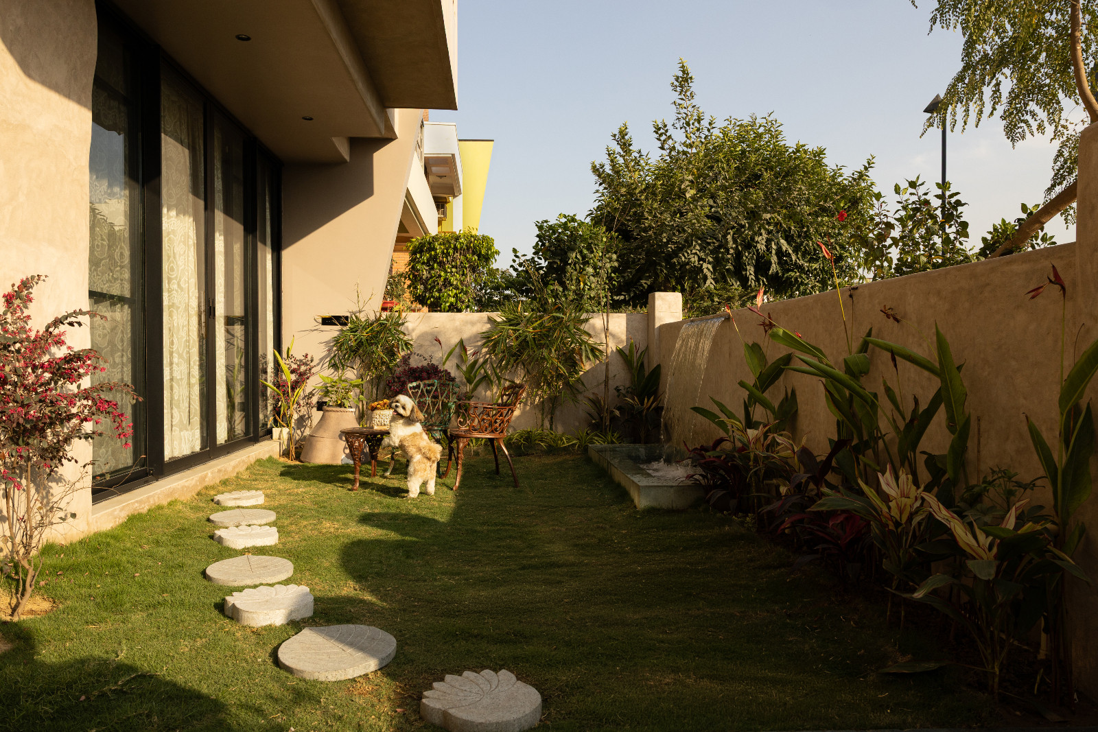 The garden of a Meerut, India home designed by Rhythm and Light