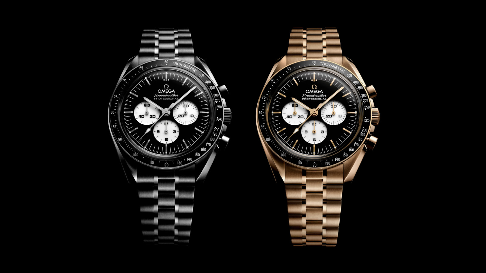 The Omega Speedmaster Moonwatch in black and white